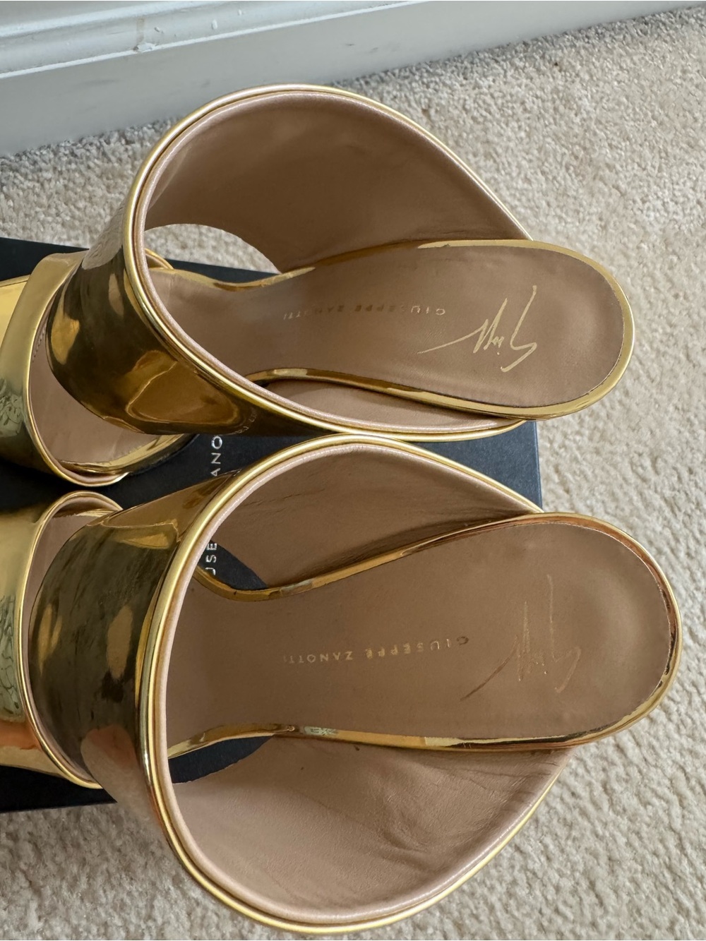 Giuseppe Zanotti Metallic Gold Stiletto Slide Sandals - Picture 4 of 5
